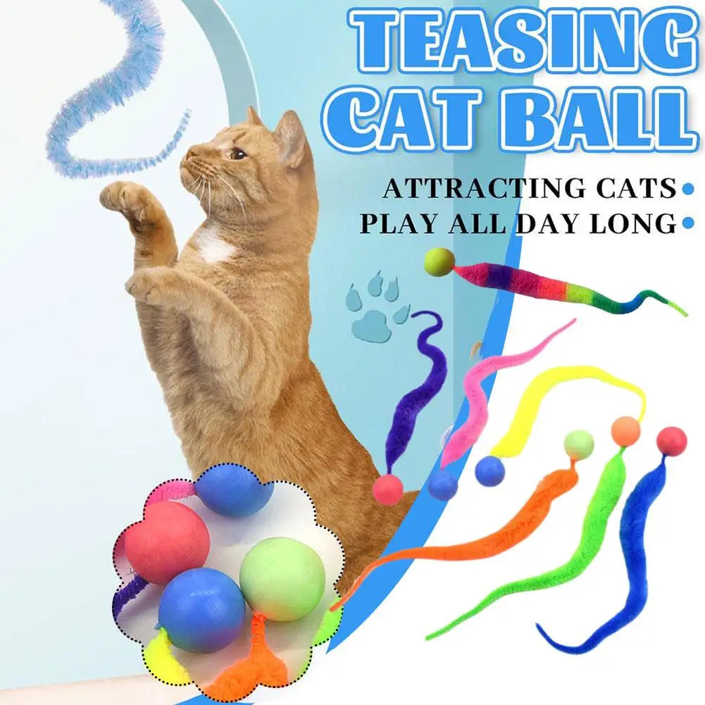Cat Interactive Toys Tickle Cat Colorful Bouncing Ball Pet Supplies Puzzle Teasing Indoor Cat Worm Caterpillar Elastic Toy