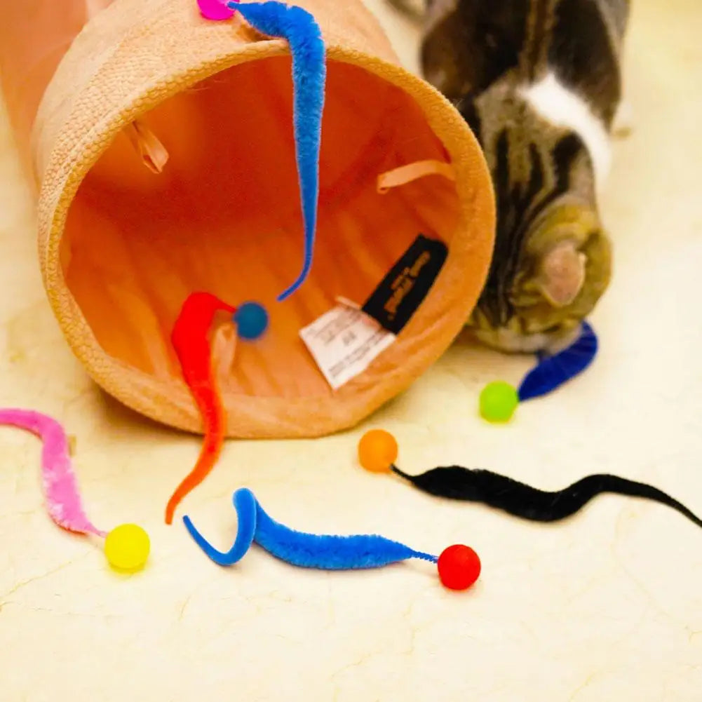 Cat Interactive Toys Tickle Cat Colorful Bouncing Ball Pet Supplies Puzzle Teasing Indoor Cat Worm Caterpillar Elastic Toy