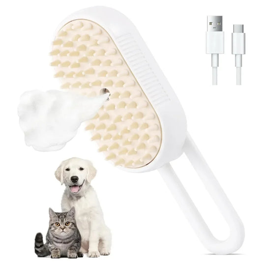 CDY Cat Hair Steam Brush for Shedding, Steam Cat Brush,Usb Charging Port,Removable Comb for Removing Floating Hair,For Dog Cat